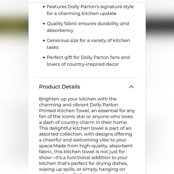 Dolly Parton Floral Guitar Print Kitchen Towel- Set Of 2 - Picture 4 of 7